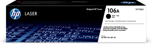 Hp 106a Black Laser Toner Cartridge: Laser 107a/W/Mfp 135a/Ag/W/Fnw Standard Capacity W1106a