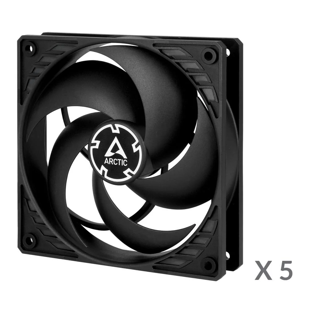 Ventoinha 120mm Arctic P12 3 Pinos 1800rpm Preta (Pack 5)