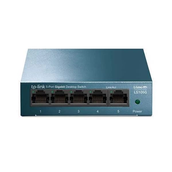 Switch Tp-Link Ls105g, com 5 Portas Gigabit, com Caixa Met&aacute;lica e Tecnologia Green.