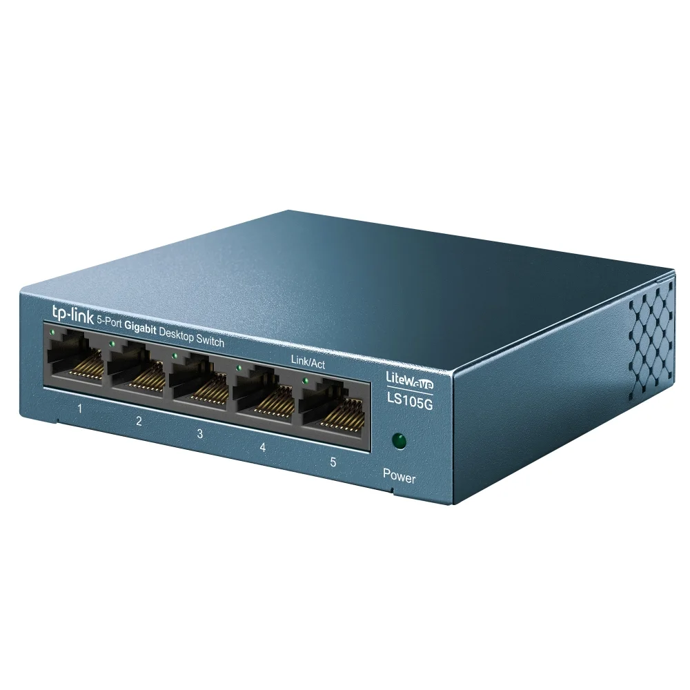Switch Tp-Link Ls105g, com 5 Portas Gigabit, com Caixa Met&aacute;lica e Tecnologia Green.