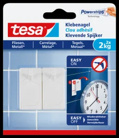 Prego adesivo 1x2 Tesa 2kg para ladrilhos