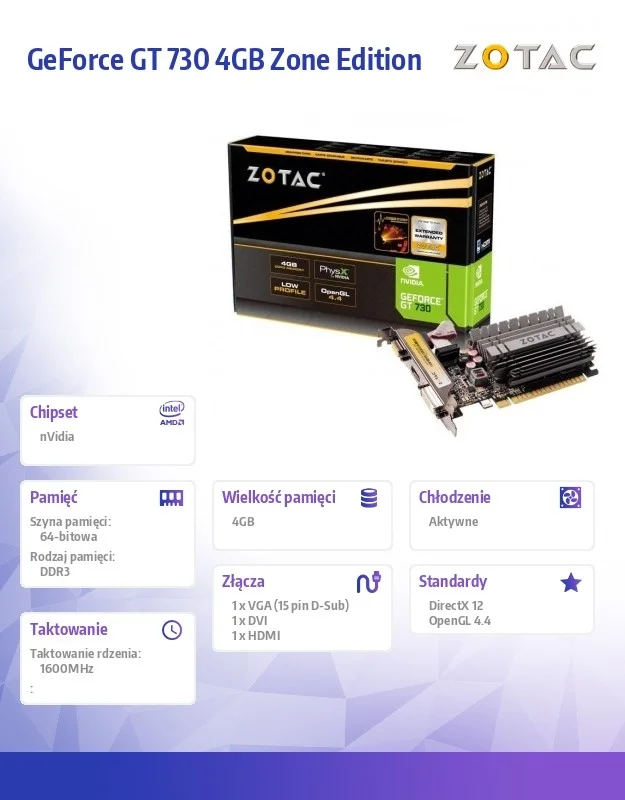 Placa Gr&aacute;fica Geforce Gt 730 4gb - Zotac