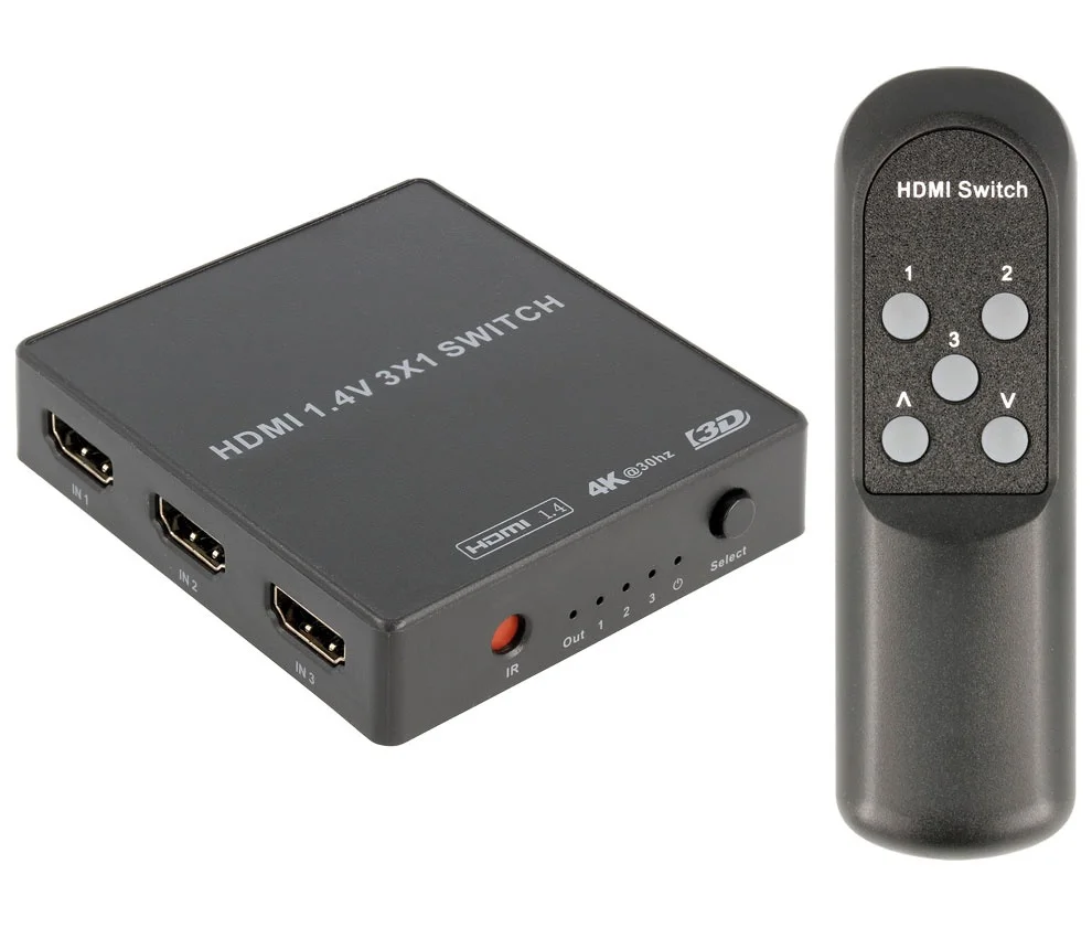Repartidor Sinal Hdmi 3 Entradas / 1 Saida+Comando