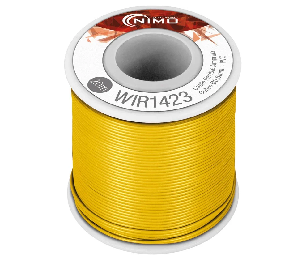 Cable Flexible 0,8mm, Cobre Esta&ntilde;ado, Amarillo 20m