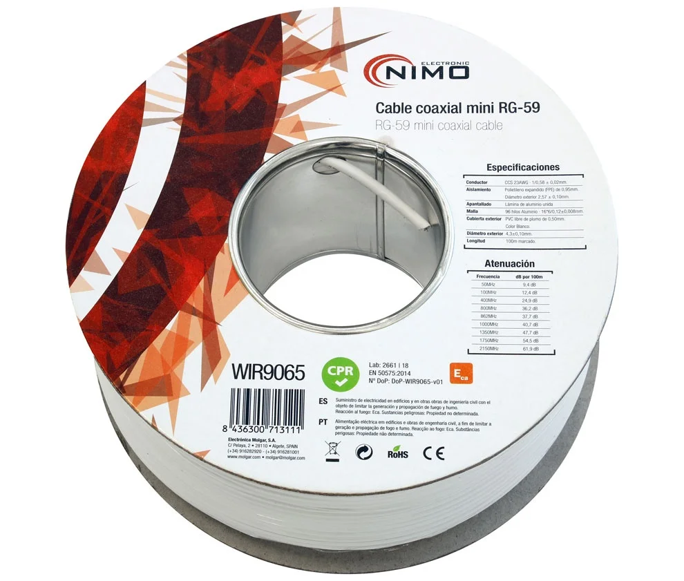 Cabo Mini Rg59  75 Ohm 100m