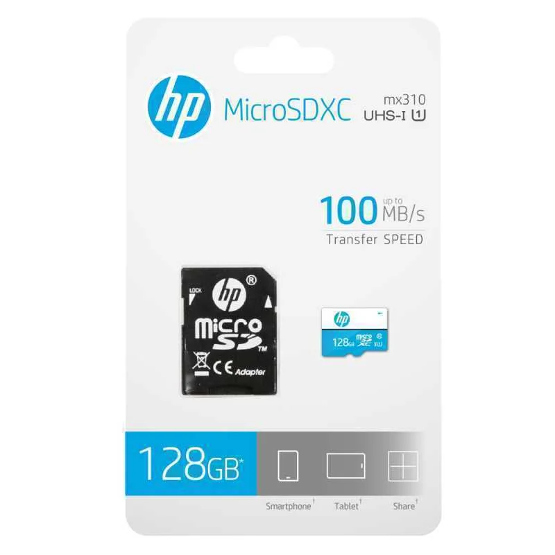 Cart&atilde;o de Mem&oacute;ria Micro Sd com Adaptador Hp Classe 10 100 Mb/S 128 Gb 