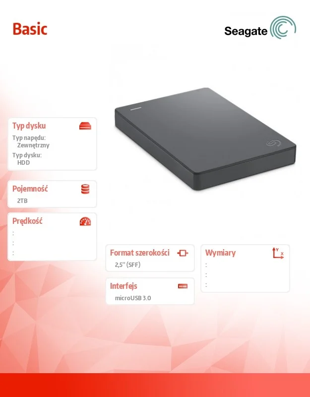 Disco R&iacute;gido Externo Seagate Basic 2tb Cinzento