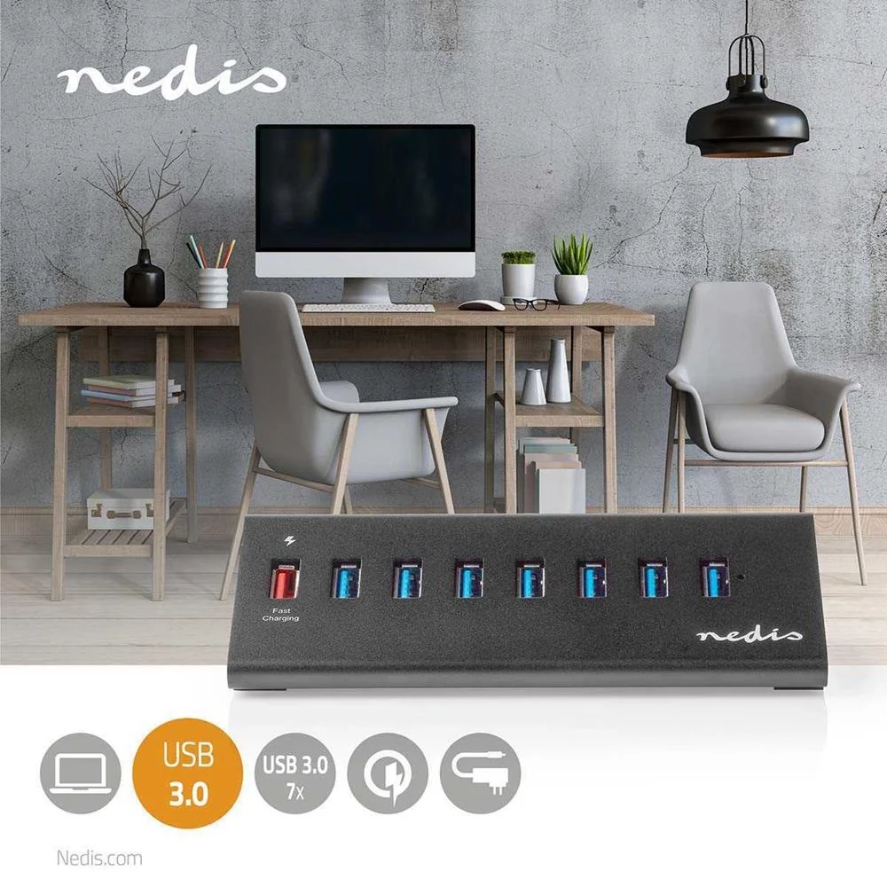 Hub Usb  8 Portas  Alimentado Por Usb 3.0  Qc3.0
