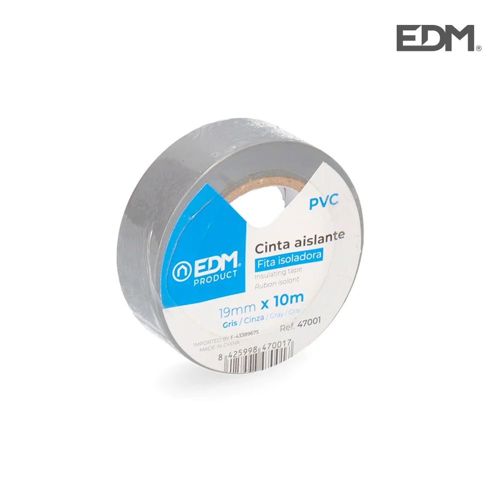 Fita Isoladora 10m X 19mm Cinza Edm Alta Qualidade