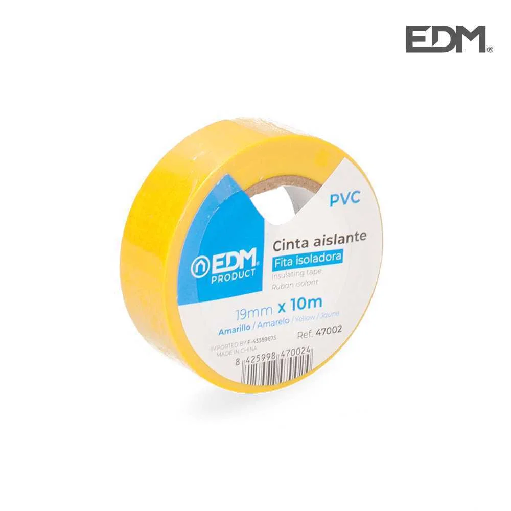 Fita Isoladora 10m X 19mm Amarela Edm Alta Qualidade