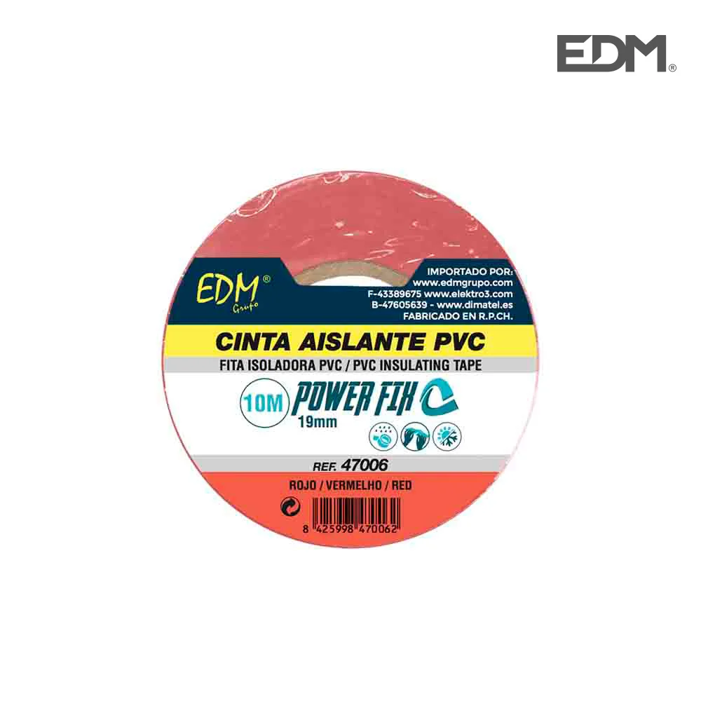 Fita Isoladora 10mx19mm Vermelha Edm