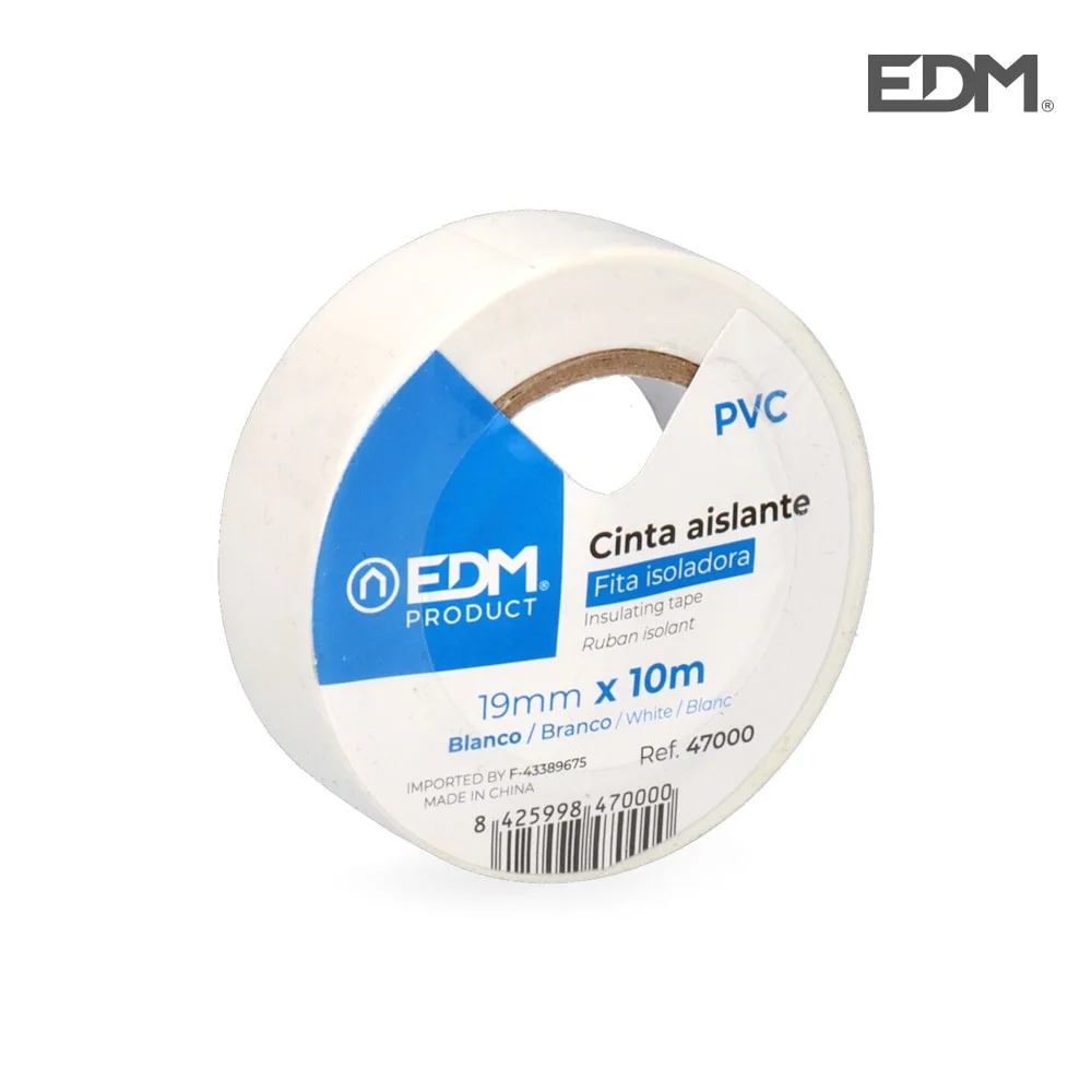 Fita Isoladora 10m X 19mm Branca Edm Alta Qualidade (Blister 1 Unid.)