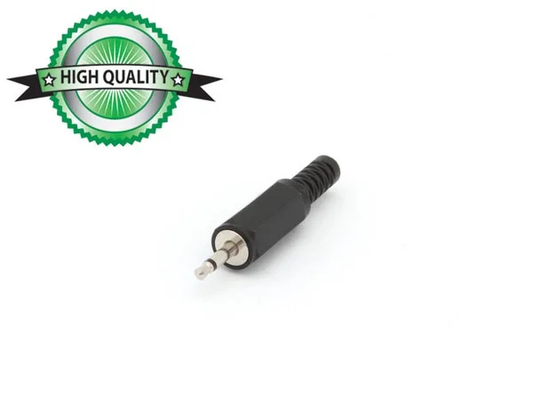 2.5mm Jack Male Connector - Plastic Black Mono