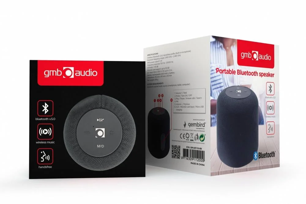 Gembird Spk-Bt-15-Bk Portable Speaker Mono Portable Speaker Black 5 W