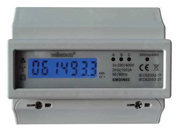 Medidor de Kwh Trif&aacute;sico para Montar em Calha Din