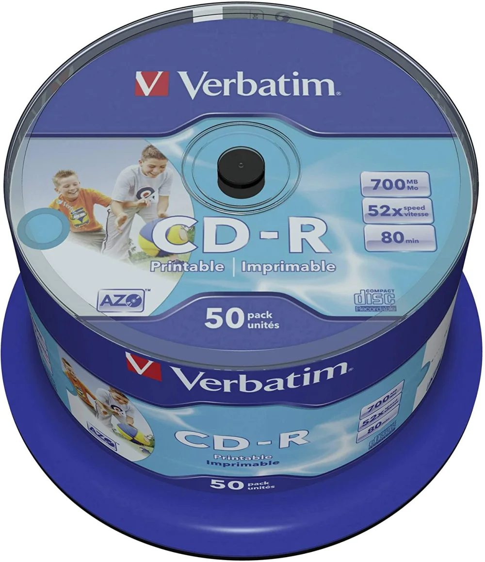 1x50 Verbatim Cd-R 80 / 700mb 52x Speed Wide Printable Generic