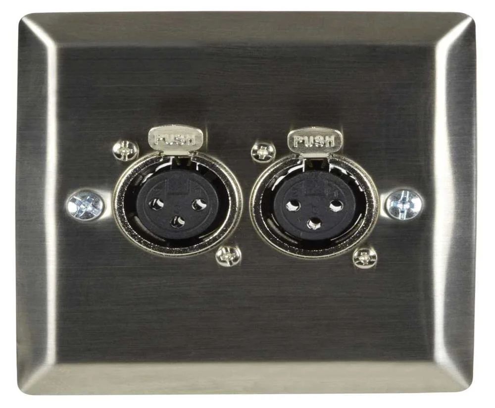 Steel Wallplate With Twin Xlr Sockets