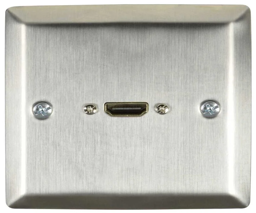 Placa de Parede Hdmi em A&ccedil;o com Cauda F&ecirc;mea