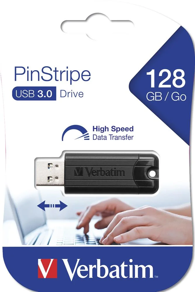 Usb-Stick 128gb Verbatim 3.2 Pin Stripe Black Retail