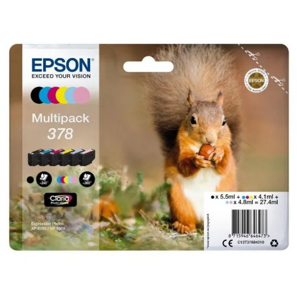 Epson Ink Cart. C13t378840 F?r Expression Premium Xp-8500/Xp-8505 Multipack (Bk,C,M,Y,Pc,Pm)