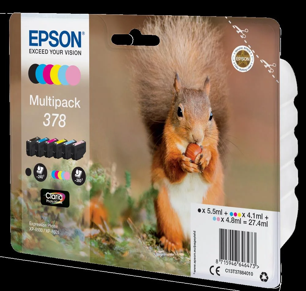 Epson Ink Cart. C13t378840 F?r Expression Premium Xp-8500/Xp-8505 Multipack (Bk,C,M,Y,Pc,Pm)