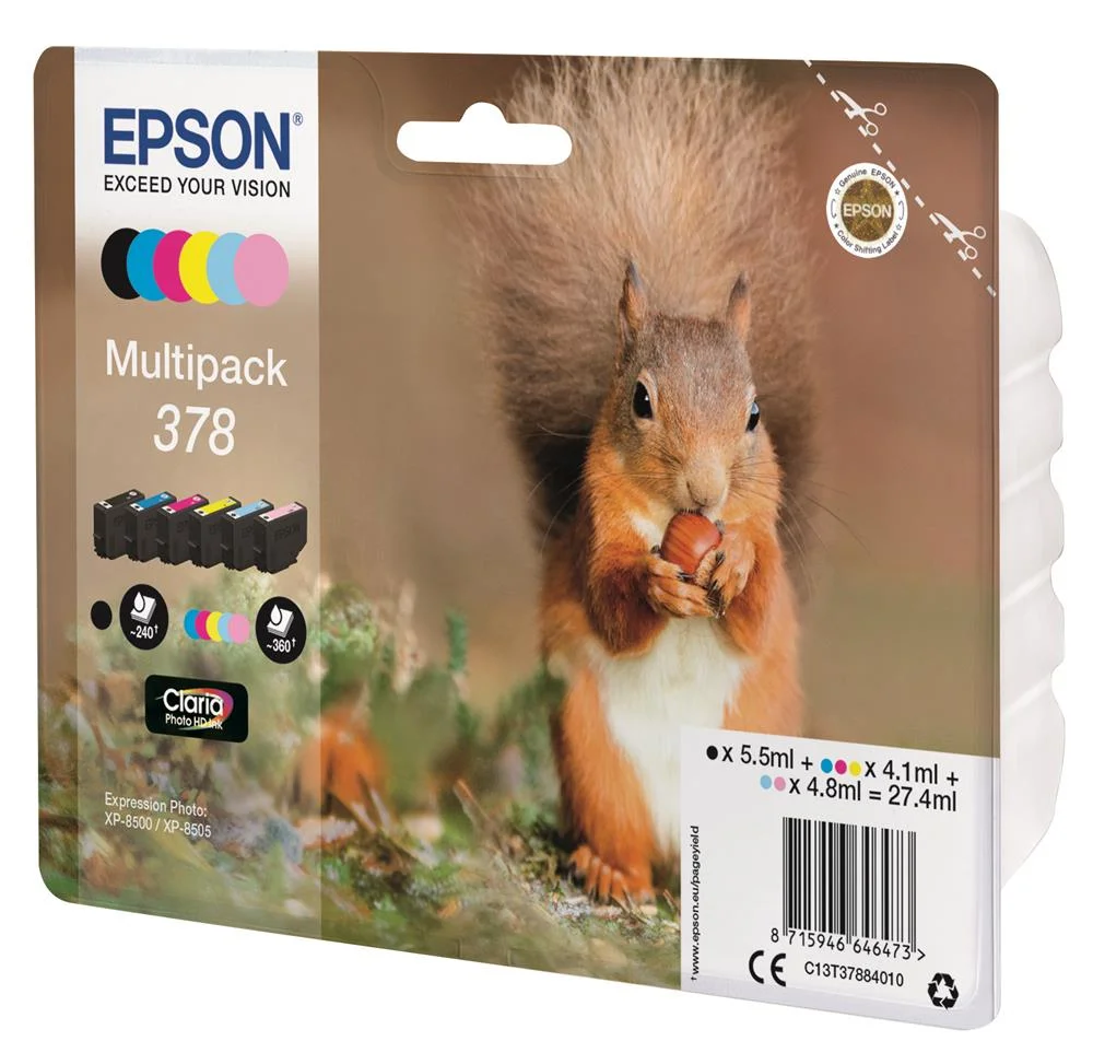Epson Ink Cart. C13t378840 F?r Expression Premium Xp-8500/Xp-8505 Multipack (Bk,C,M,Y,Pc,Pm)