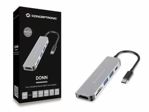 Hub Conceptronic 6-Em-1 Usb-A 3.0, Usb-C Pd, H.