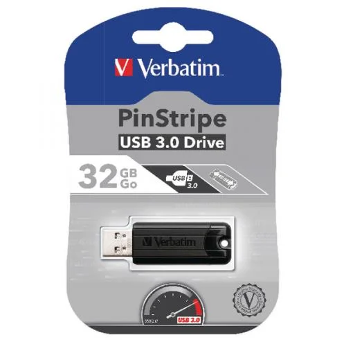 Usb-Stick  32gb Verbatim 3.2 Pin Stripe Black Retail