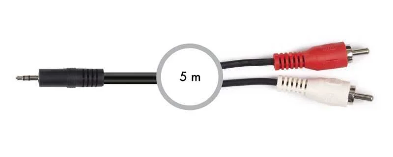 Cabo &Aacute;udio Jack 3,5mm Macho - 2x Rca Macho 5 Mts - Fonestar