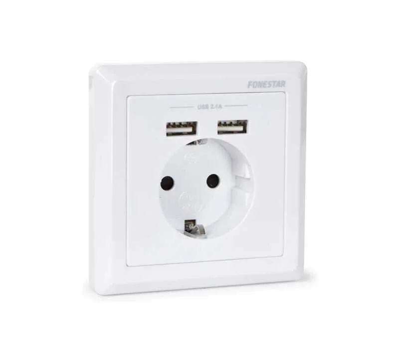 Painel de liga&ccedil;&atilde;o 2 x USB e tomada