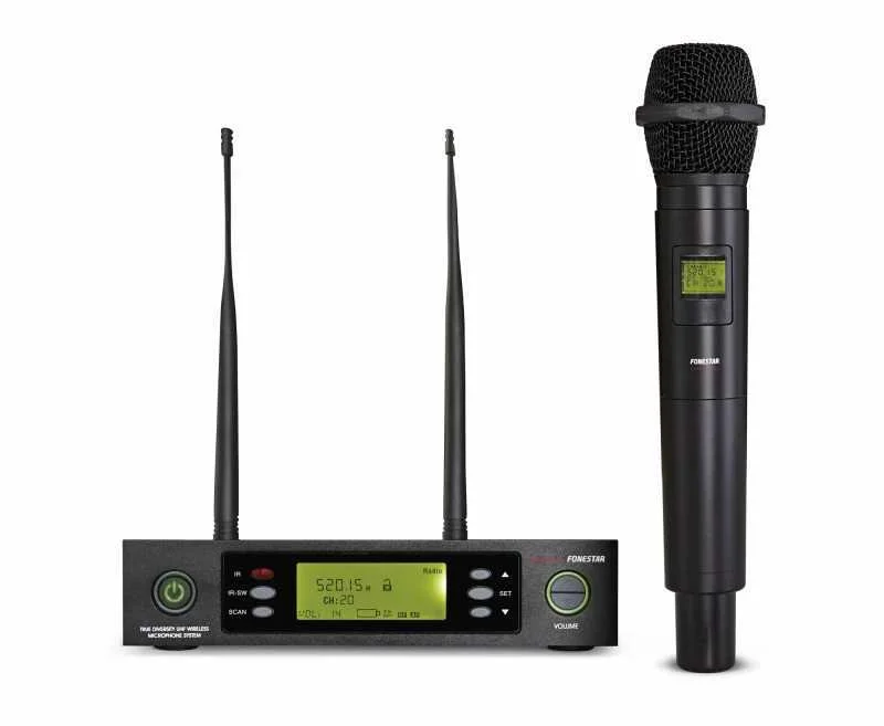 Microfone sem fios de m&atilde;o UHF