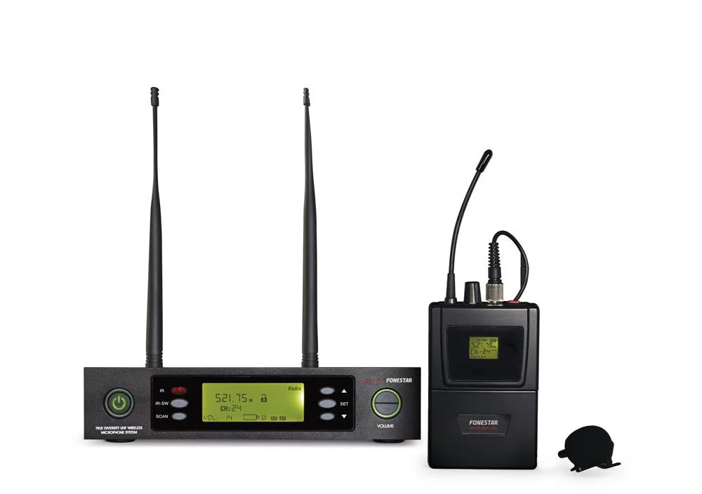 Microfone sem fios port&aacute;til UHF