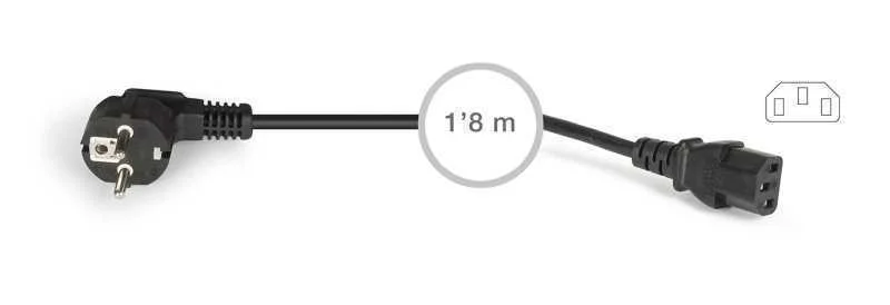 Cabo de Alimenta&ccedil;&atilde;o Ca. Schuko Macho a Iec 60320 C13 F&ecirc;mea. 1,8 M.