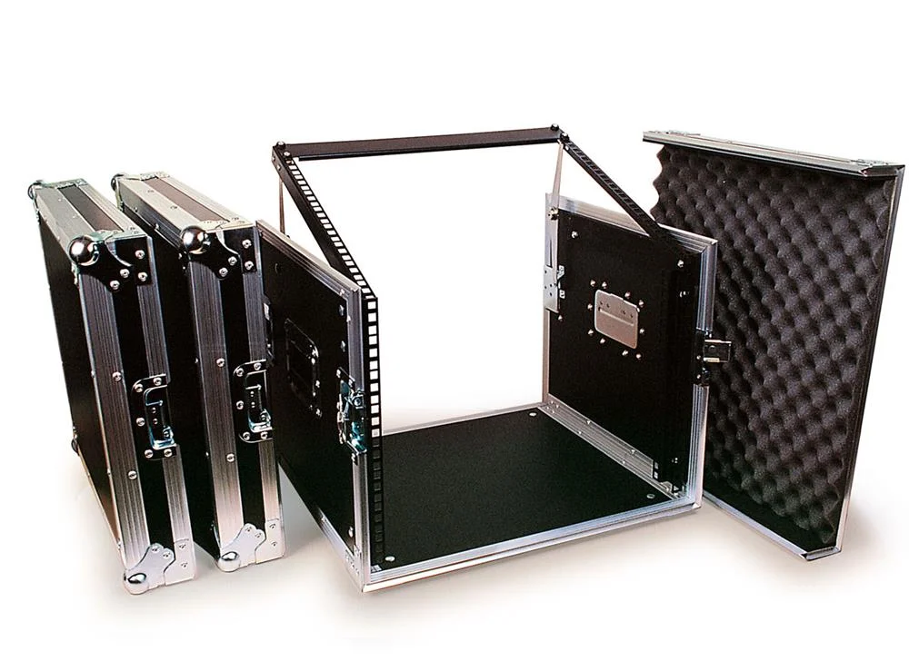 M&oacute;vel Rack Flight Case 19" 8 (Frontal) e 9 U (Suporte). com Suporte para Equipamentos de Som e Ilumi