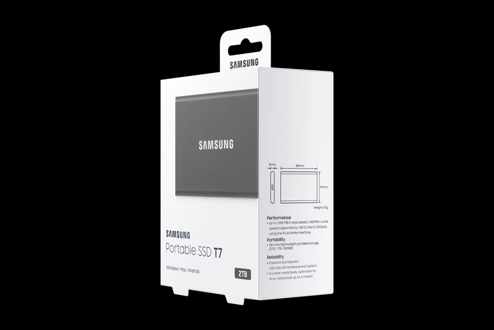 Samsung T7 SSD 2tb Usb 3.2 Gris Carb&oacute;n