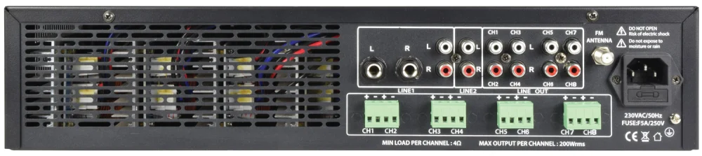 Amplificador de Zona M&uacute;ltiple Est&eacute;reo 8x200w