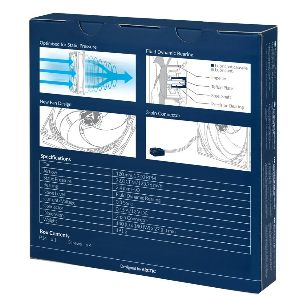 Ventoinha P14 Pressure Optimised 1700rpm 3 Pinos