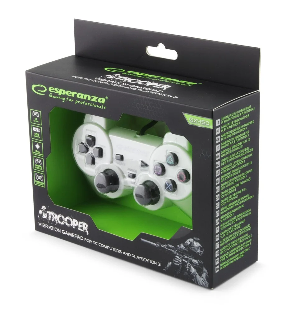 Esperanza Gamepad Ps3/Pc Usb Trooper White/Black