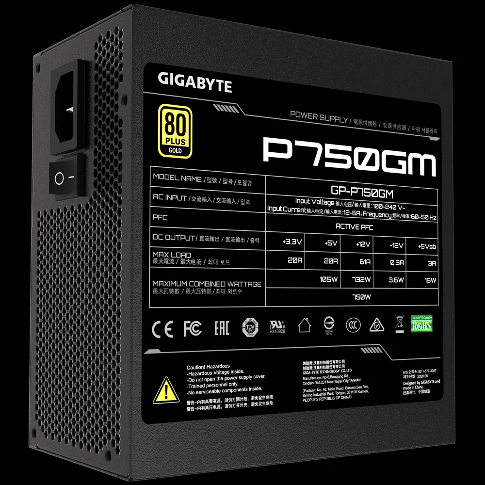 Gigabyte P750gm Power Supply Unit 750 W 20+4 Pin .