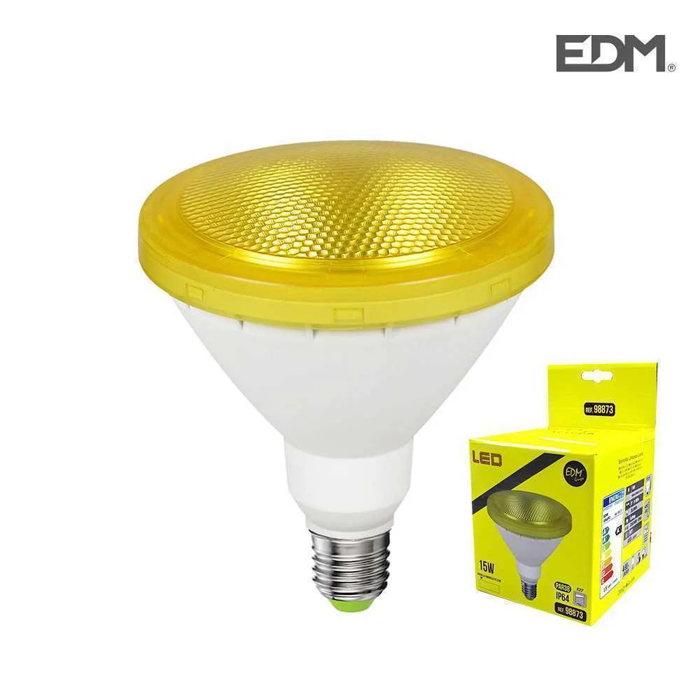 L&acirc;mpada E27 15w 230v Led Par38 Amarela Ip64 1200lm