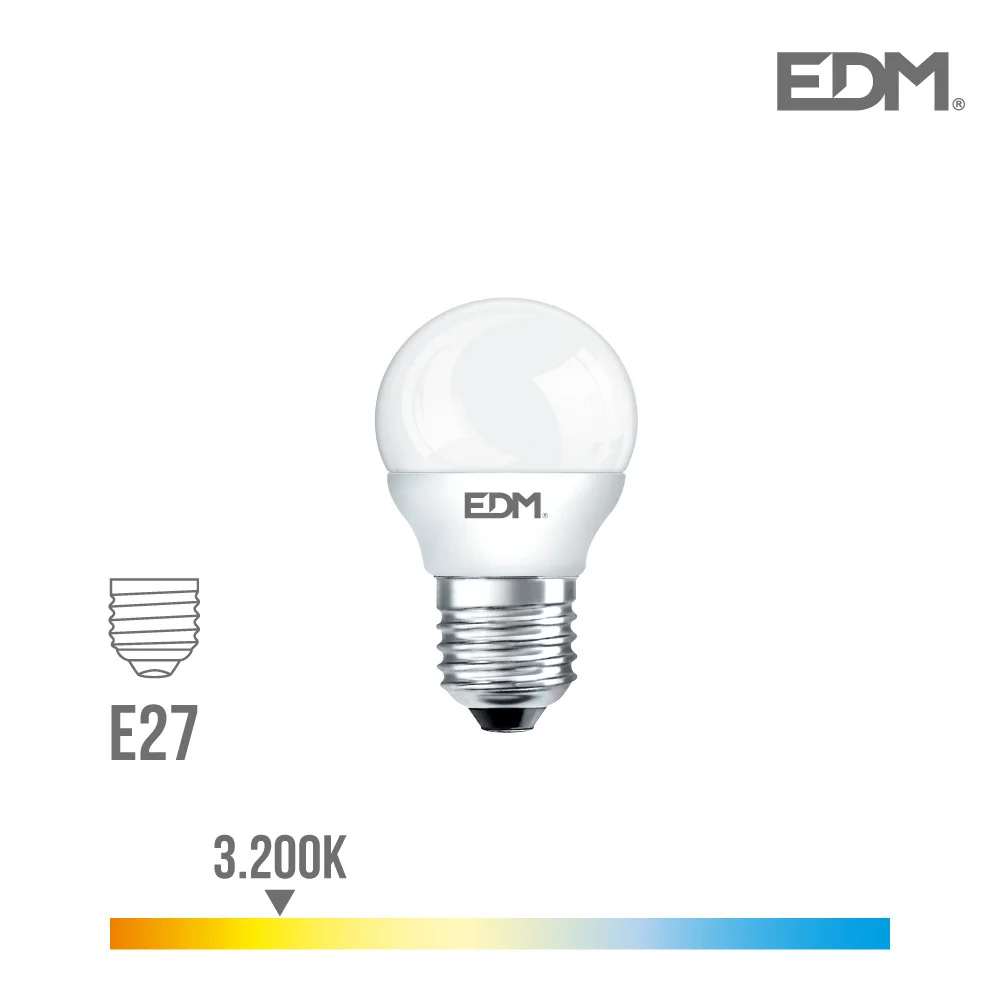 Lampada Esferica LED E27 5w 400 Lm 3200k Luz Quen.