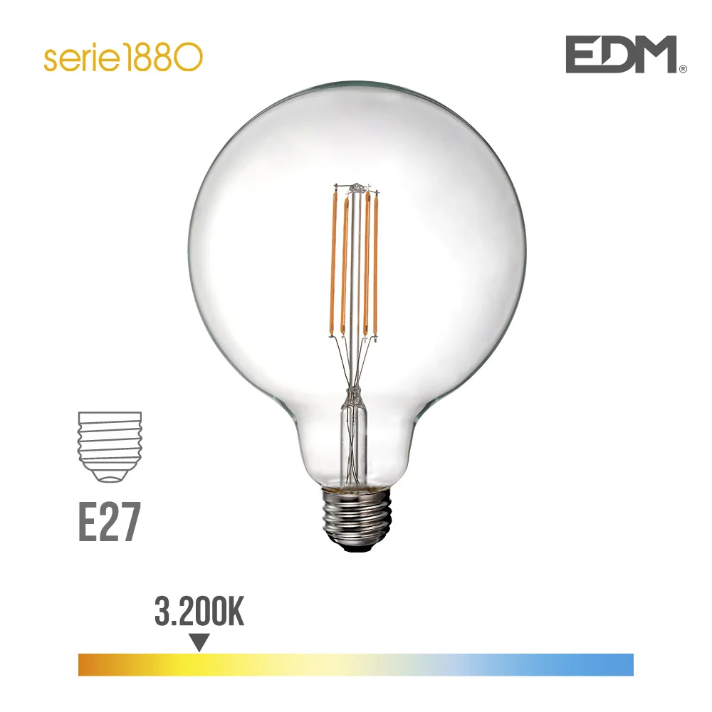 L&acirc;mpada Globo Filamento De Led &Oslash; 125mm E27 6w