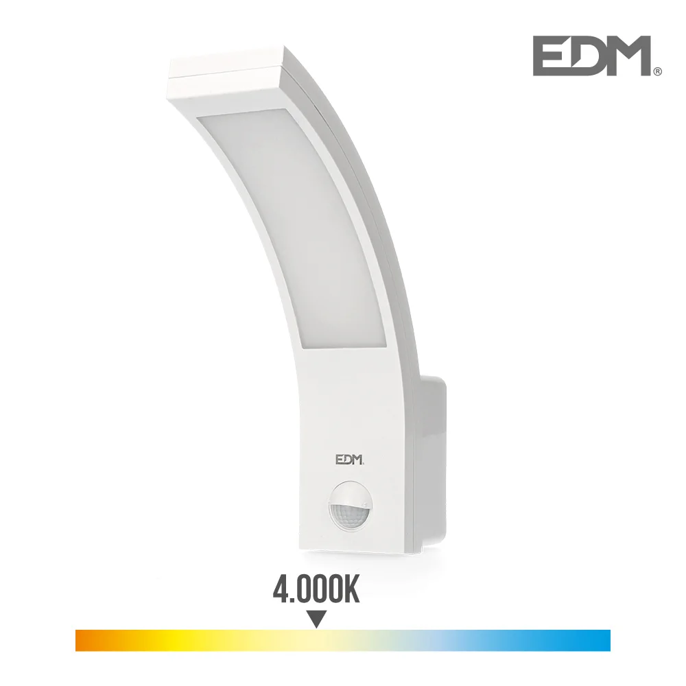 Candeeiro de Parede Exterior LED 10w 750lm 4000k Ip54 6,6x18,8x25cm com Sensor de Movimento Edm