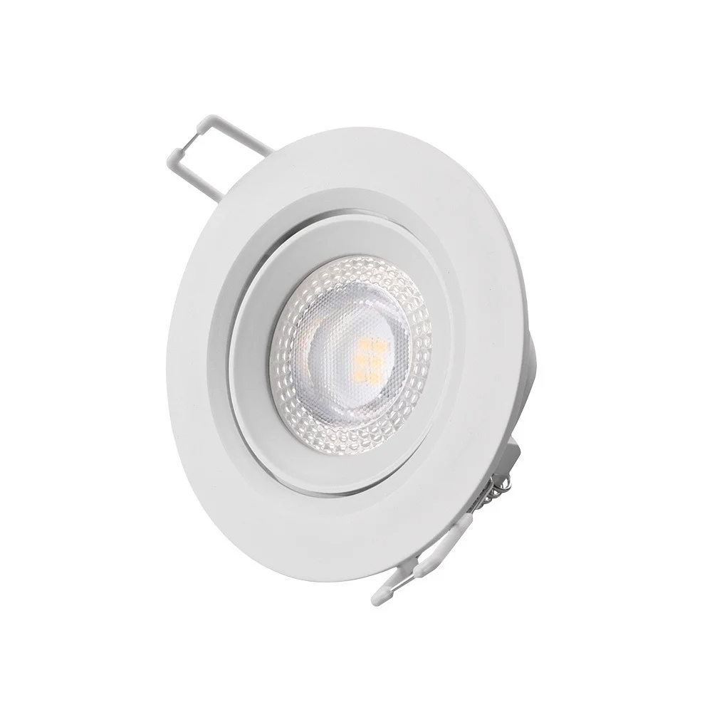 Downlight LED Redondo de Encastrar 5w 3200k Luz Quente Aro Branco &Oslash;9cm Edm