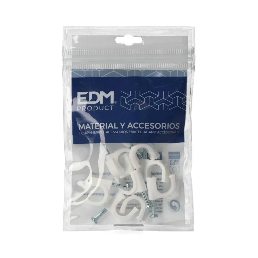 Abra&ccedil;adeira Redonda Branca com Prego 2x4mm N&deg;9 (Blister 10 Unid.) Edm