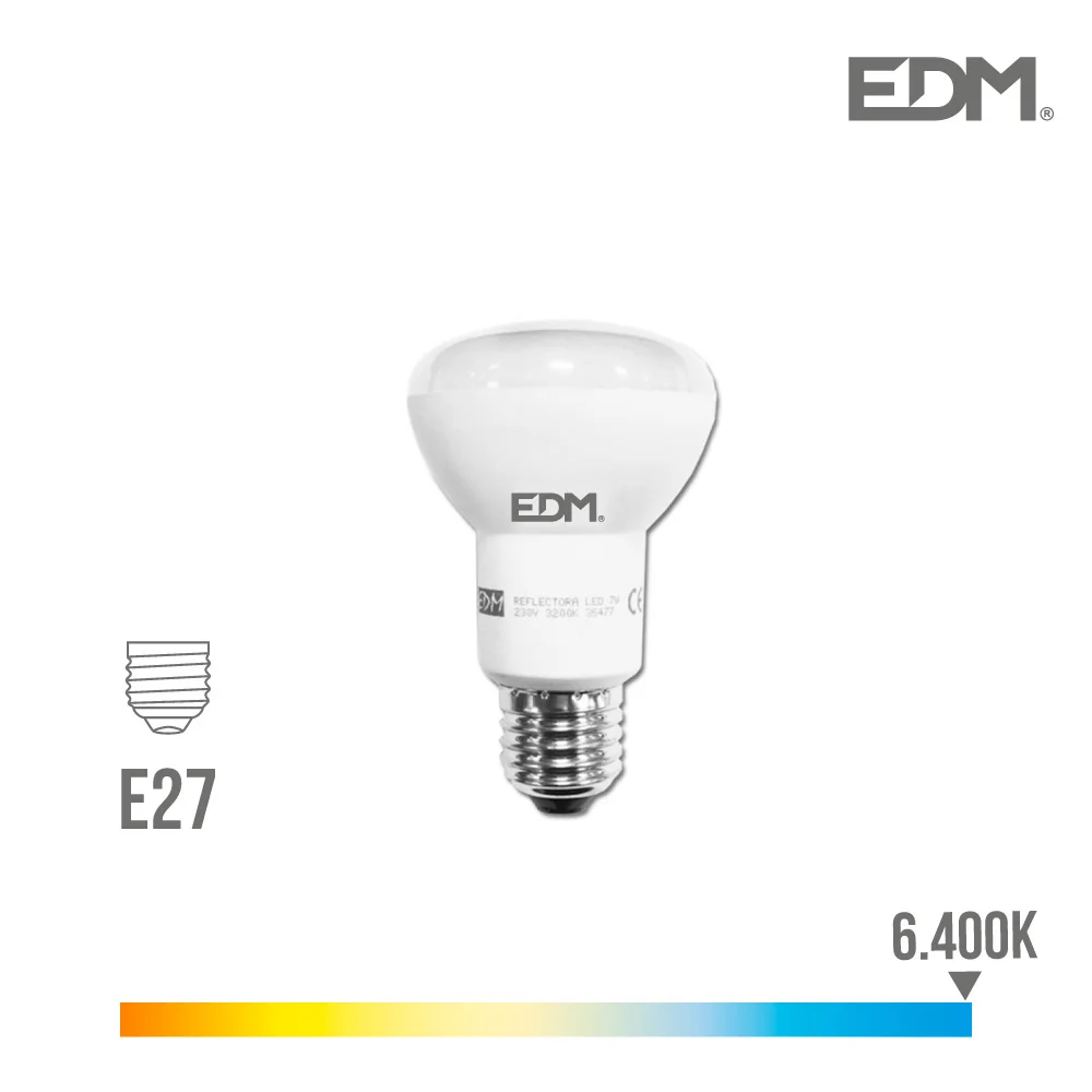L&acirc;mpada Reflector LED R63 E27 7w 470lm 6400k Luz Fria &Oslash;6,3x10cm Edm