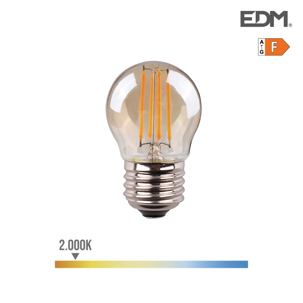 Lampada Esferica Filamento LED Vidro Vintage E27 .