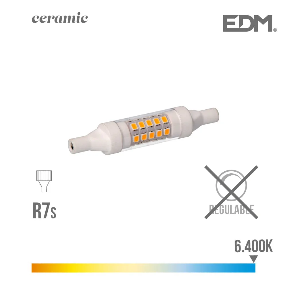 L&acirc;mpada Lineal LED 78mm R7s 5.5w 600lm 6400k Luz Fria &Oslash;1.5x7.8cm Edm