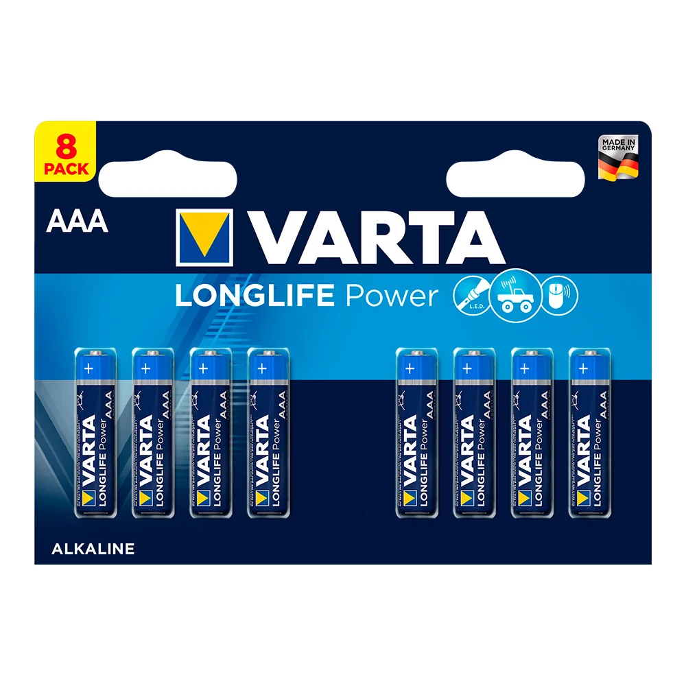 S.Of.  Pilha Varta Long Life Power AAA Lr03 Pack .