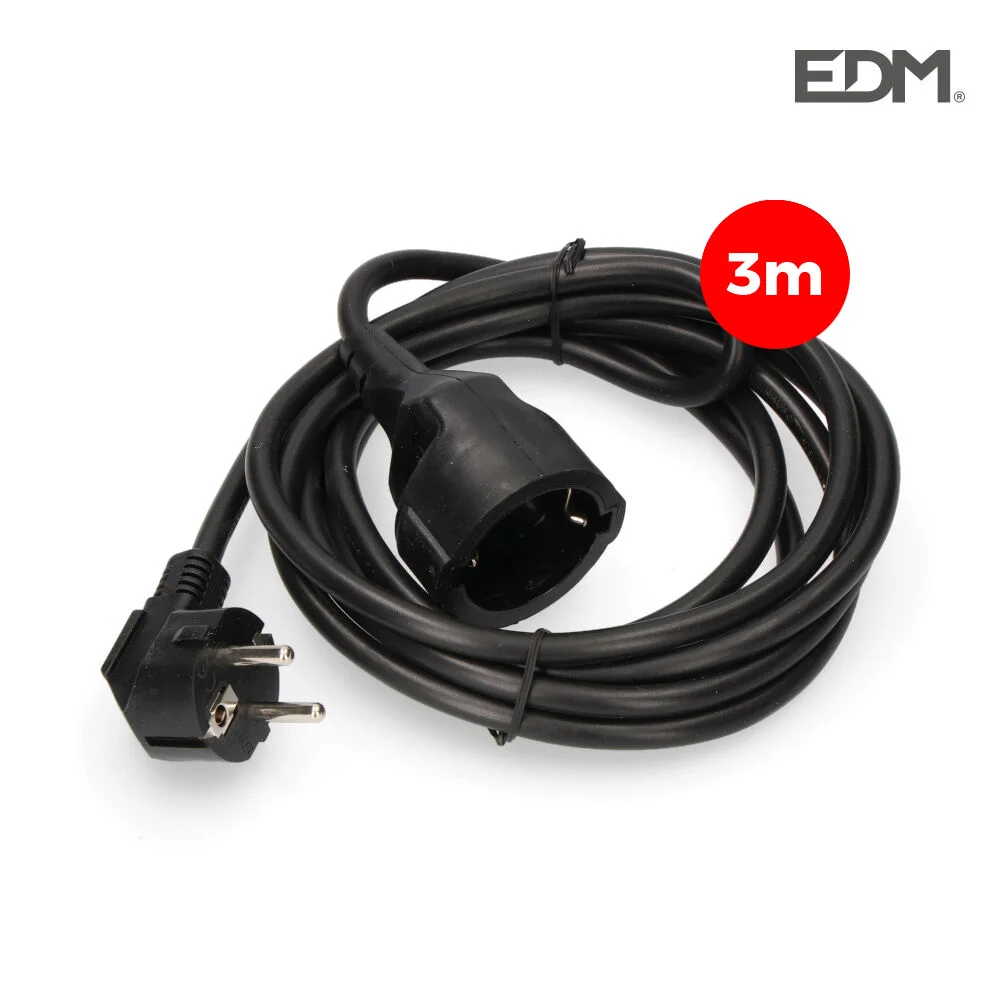 Extens&atilde;o de Cabo 3x1,5mm T/Tl 3m Preto Edm